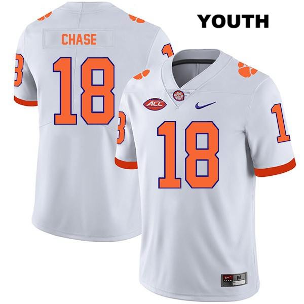 Youth Clemson Tigers #18 T.J. Chase Stitched White Legend Authentic Nike NCAA College Football Jersey YXB3846ZJ